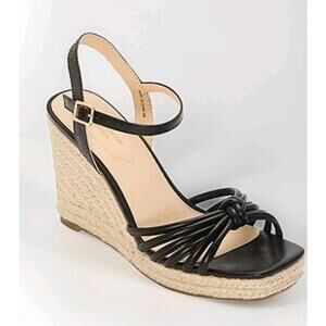 Nib Liz Claiborne 3.5" Black Espadrilles Wedge Memory Foam Sandals Size 11 M